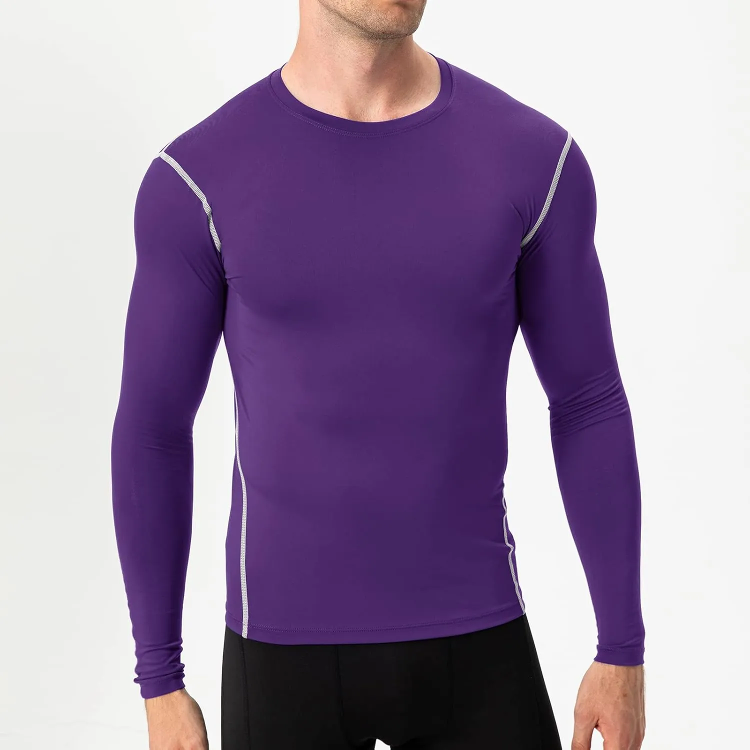 1/3 Pack Men's Compression Shirts Long Sleeve Athletic Workout Base Layer Quick Dry Fit Basketball Football Tops Undershirts