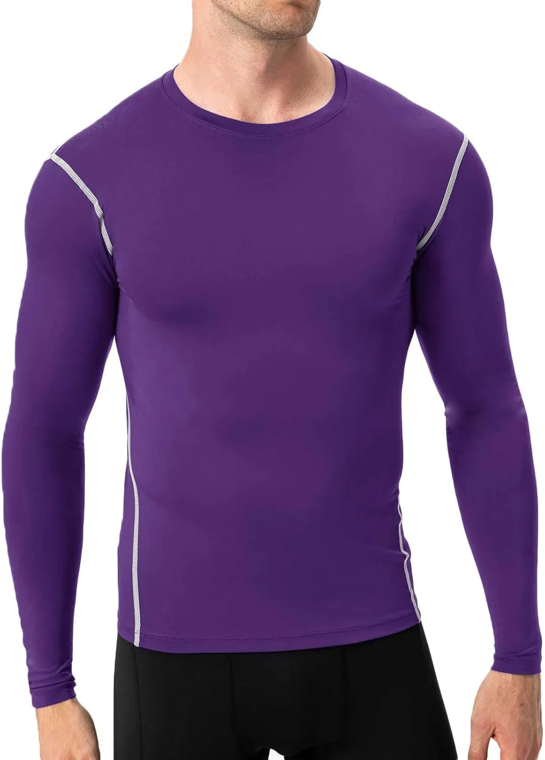 1/3 Pack Men's Compression Shirts Long Sleeve Athletic Workout Base Layer Quick Dry Fit Basketball Football Tops Undershirts
