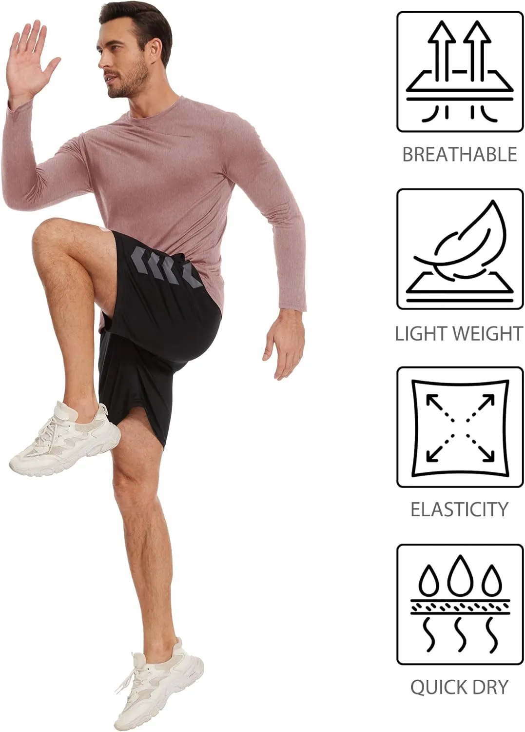 2/6 Pack Men's Long Sleeves Dry Fit Shirts, UPF 50  Rash Guard Swim SPF Fishing UV Sun Protection Shirts