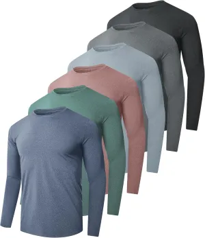 2/6 Pack Men's Long Sleeves Dry Fit Shirts, UPF 50  Rash Guard Swim SPF Fishing UV Sun Protection Shirts