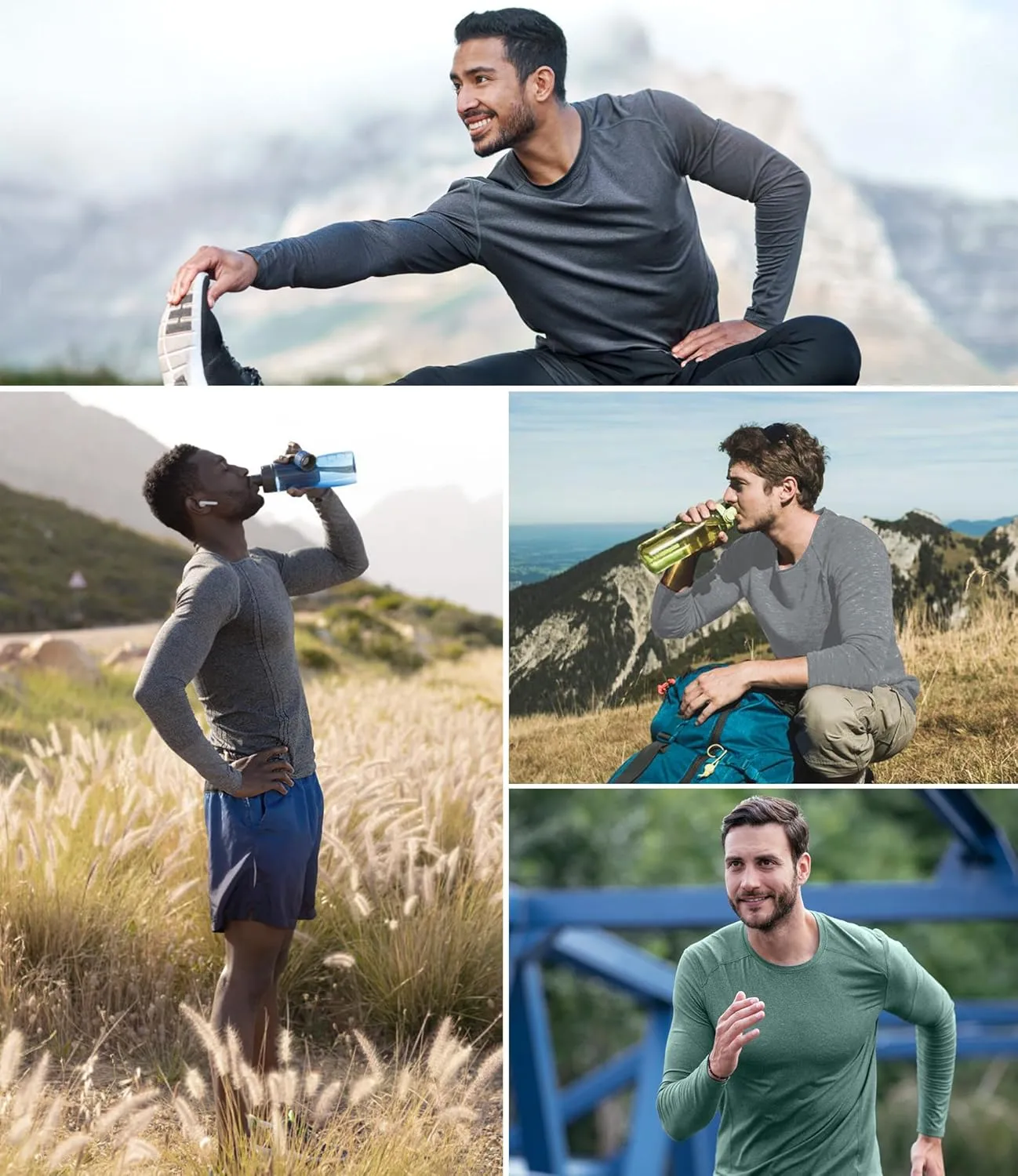 2/6 Pack Men's Long Sleeves Dry Fit Shirts, UPF 50  Rash Guard Swim SPF Fishing UV Sun Protection Shirts
