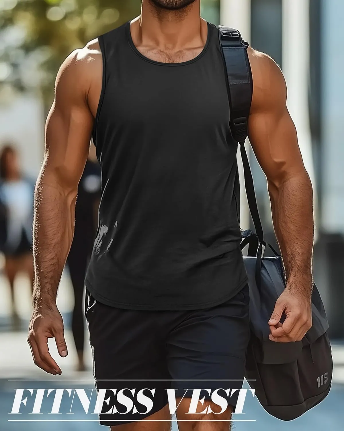 3 Pack Big and Tall Cotton Men's Tank Tops Plus Size Workout Sleeveless Tee Shirts Crew Neck Muscle Shirts L-5XL