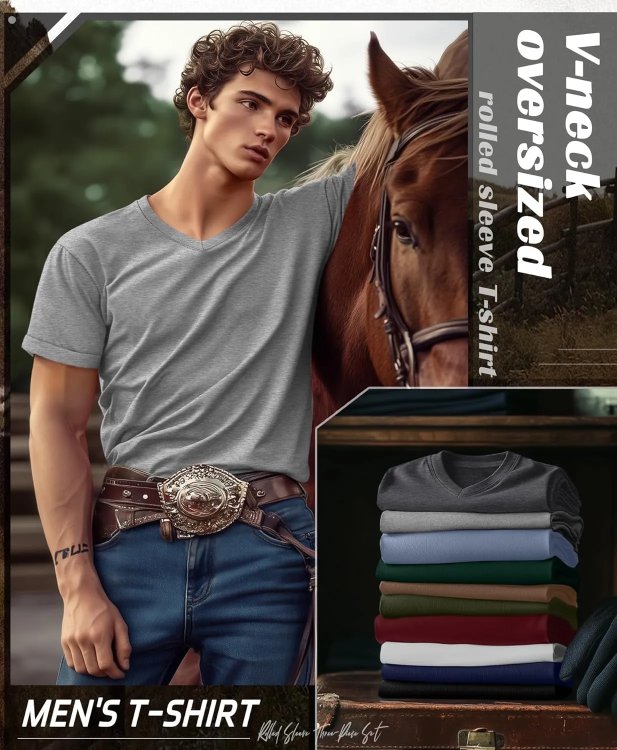 3 Pack Big and Tall Cotton T-Shirts for Men, Short Sleeve V Neck Oversized Tops Casual Summer Basic Plus Size Tees