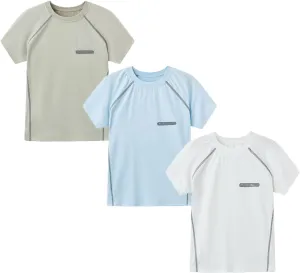 3 Pack Boys Quick-Dry Mesh Athletic Shirts Workout Short Sleeve Tees Youth Boy Lightweight Gym T-Shirts Clothes 3-12Y