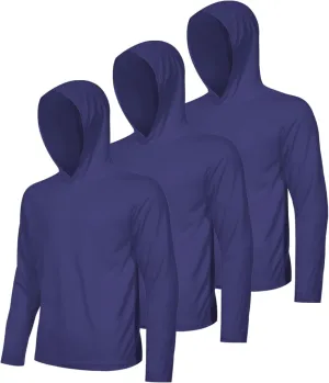 3 Pack Men's UPF 50  Sun Protection Hoodie Shirts Long Sleeve Shirts Quick Dry Lightweight for Running Workout Hiking Fishing
