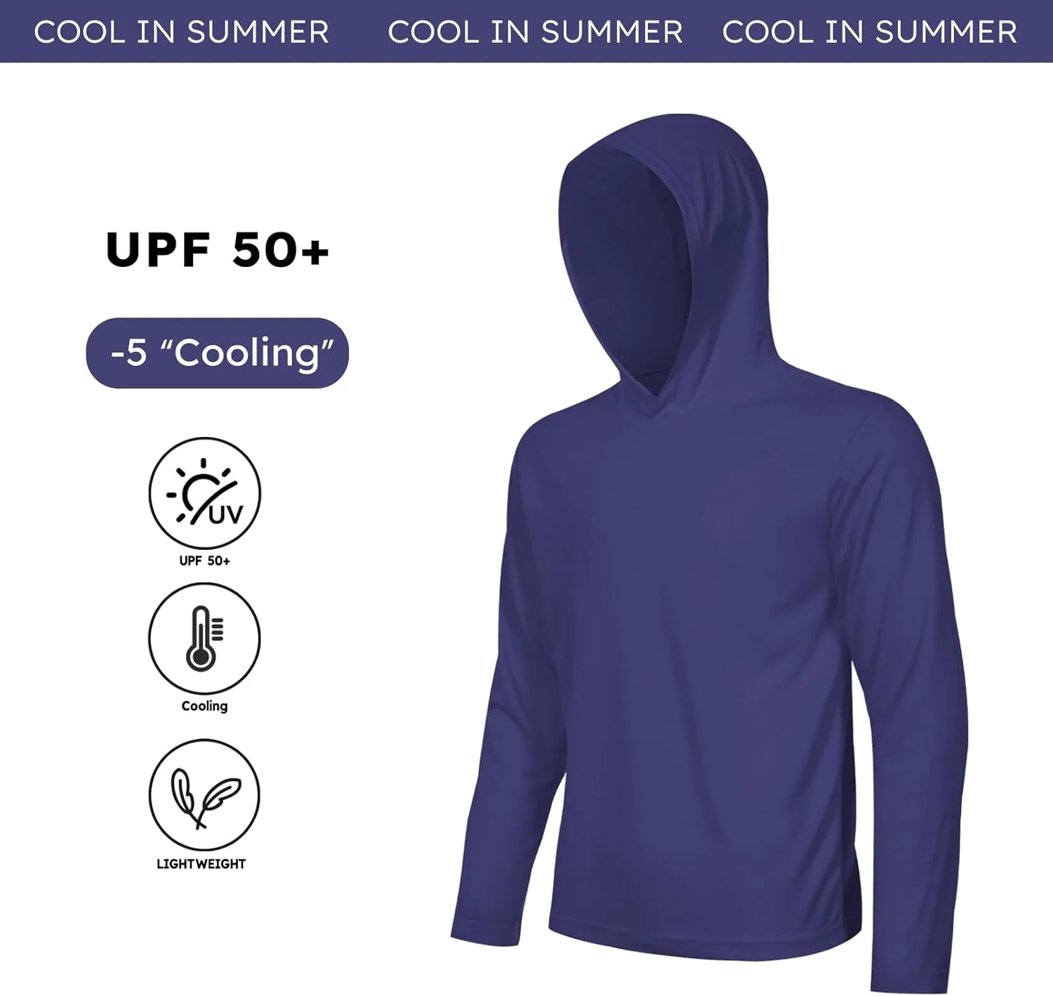 3 Pack Men's UPF 50  Sun Protection Hoodie Shirts Long Sleeve Shirts Quick Dry Lightweight for Running Workout Hiking Fishing