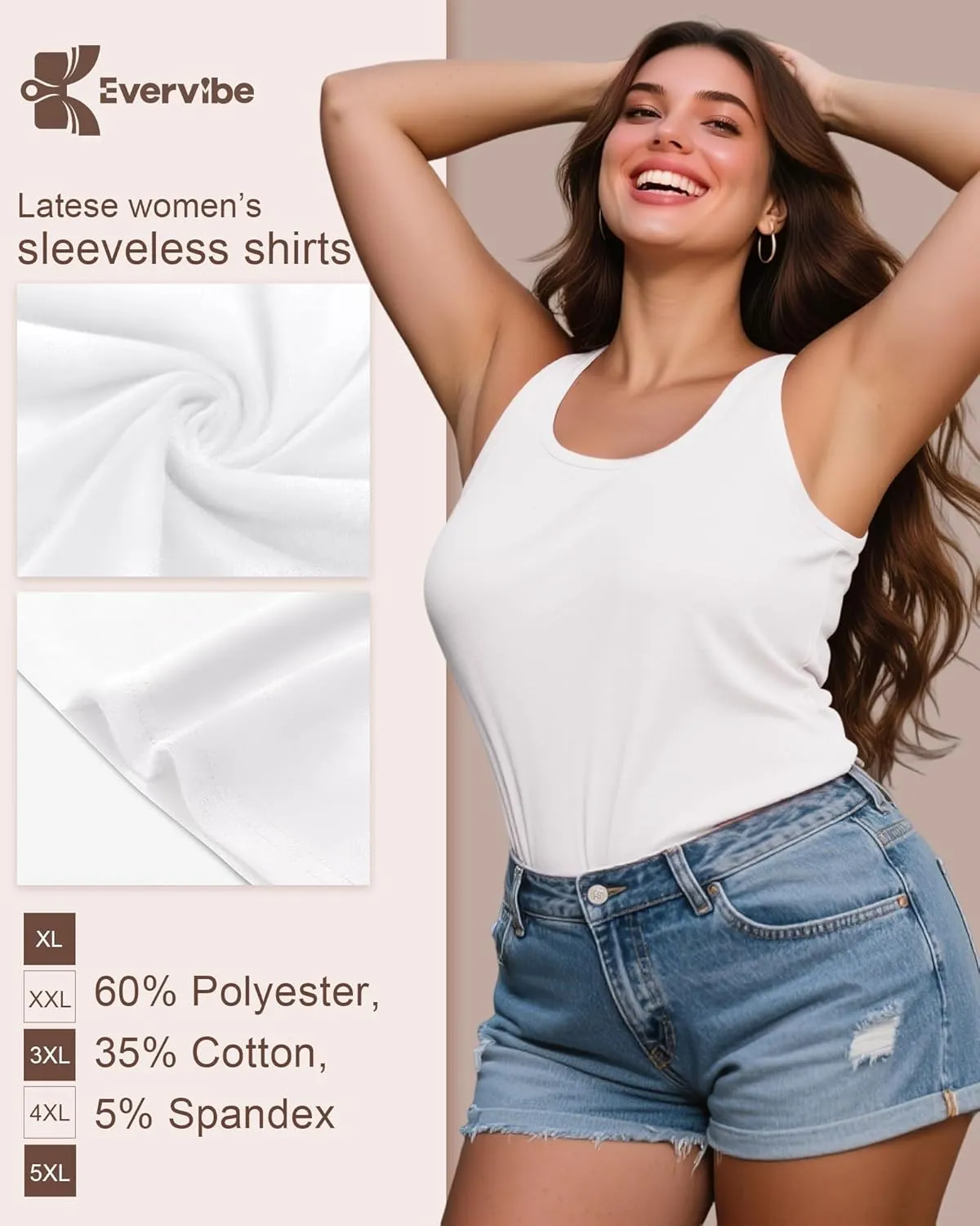 4 Pack Women's Cotton Plus Size Tank Tops, Scoop Neck Sleeveless Shirts Casual Summer Ladies Basic T-Shirts Tee