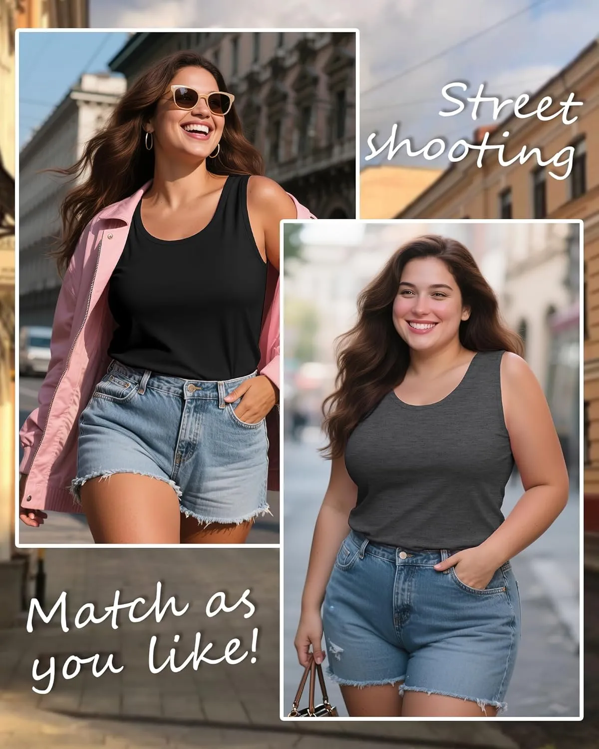 4 Pack Women's Cotton Plus Size Tank Tops, Scoop Neck Sleeveless Shirts Casual Summer Ladies Basic T-Shirts Tee
