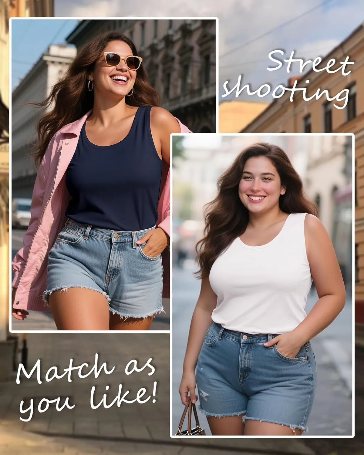 4 Pack Women's Cotton Plus Size Tank Tops, Scoop Neck Sleeveless Shirts Casual Summer Ladies Basic T-Shirts Tee