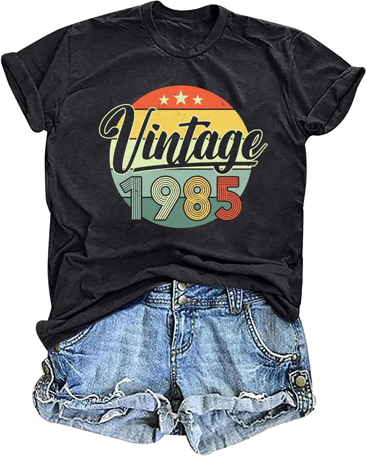 40th Birthday Shirts for Women Vintage 1985 T Shirts Retro Party Gifts Casual Short Sleeve Tee Tops