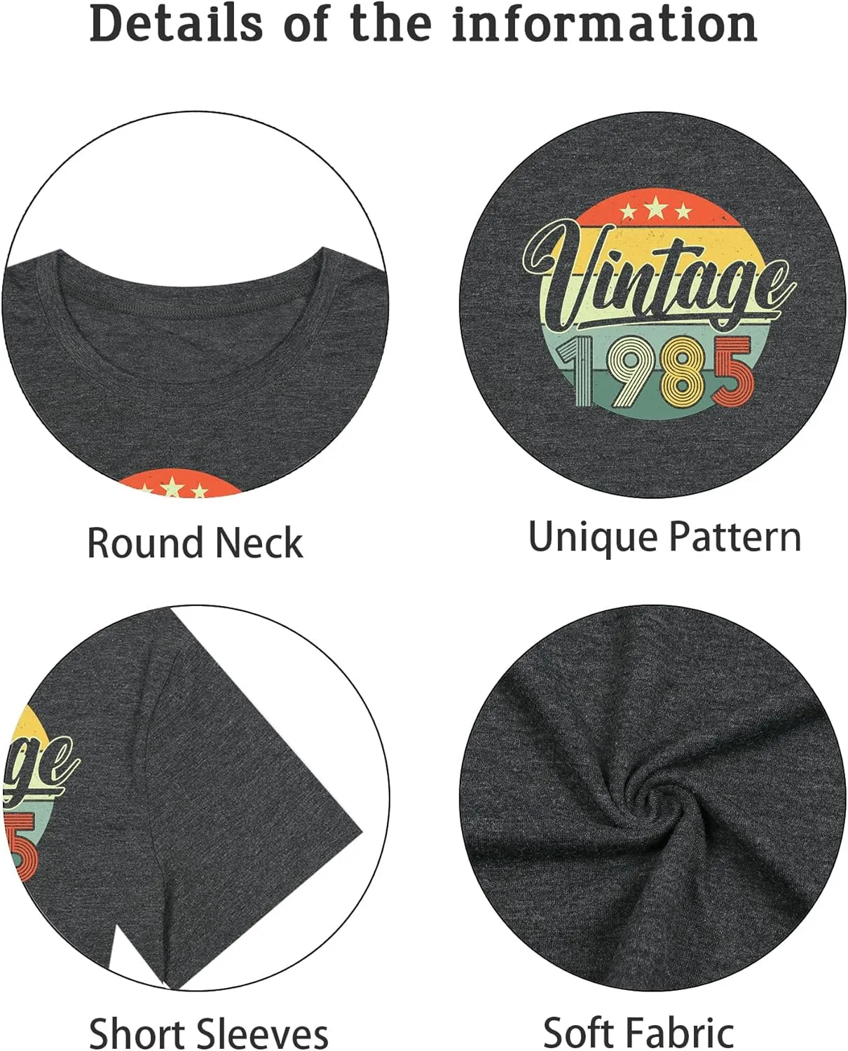 40th Birthday Shirts for Women Vintage 1985 T Shirts Retro Party Gifts Casual Short Sleeve Tee Tops