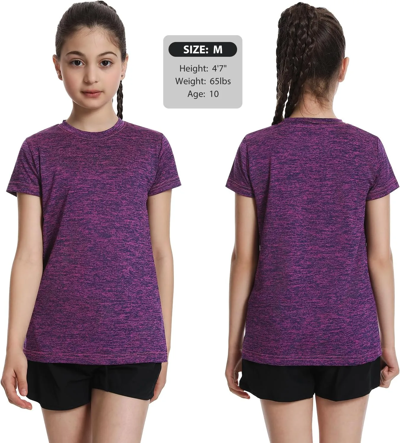5 Pack Girls Athletic Shirts Short Sleeve Dry Fit Sports T-Shirts Crew Neck Activewear Tees Tops for Kids Teens