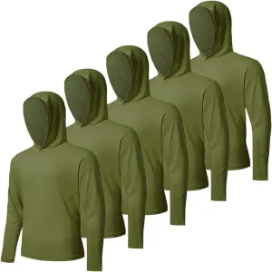 5 Pack Men's UPF 50  Sun Protection Hoodie Shirts Long Sleeve Shirts Quick Dry Lightweight for Running Workout Hiking Fishing