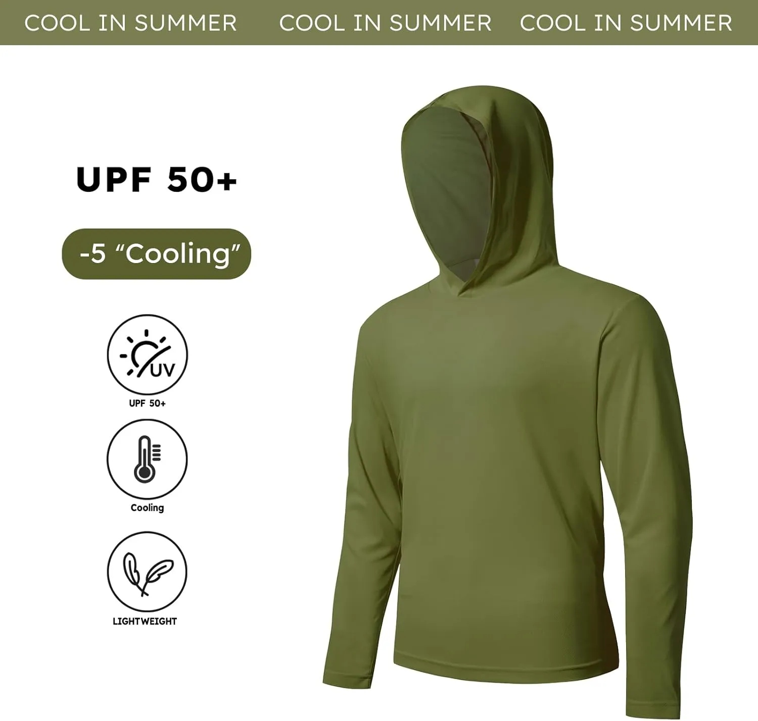 5 Pack Men's UPF 50  Sun Protection Hoodie Shirts Long Sleeve Shirts Quick Dry Lightweight for Running Workout Hiking Fishing