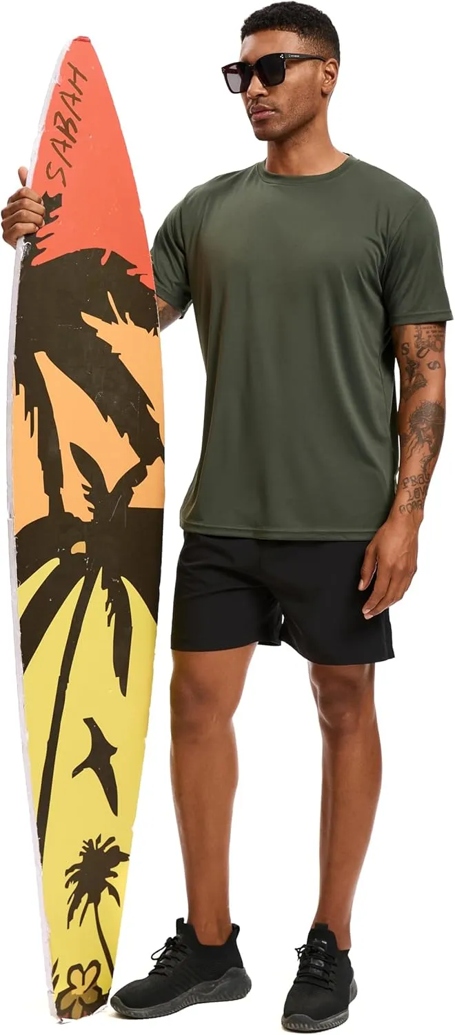 5 Pack Workout Shirts for Men T Shirts Quick Dry UPF 50  Sun Protection Athletic Short Sleeve Tops Lightweight Summer Tee