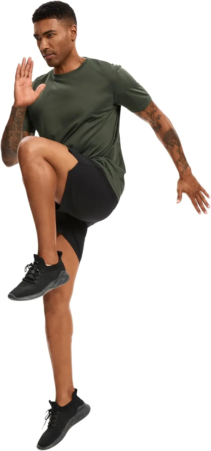 5 Pack Workout Shirts for Men T Shirts Quick Dry UPF 50  Sun Protection Athletic Short Sleeve Tops Lightweight Summer Tee