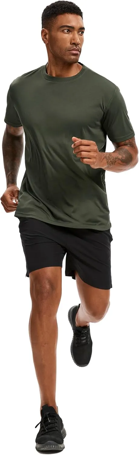 5 Pack Workout Shirts for Men T Shirts Quick Dry UPF 50  Sun Protection Athletic Short Sleeve Tops Lightweight Summer Tee