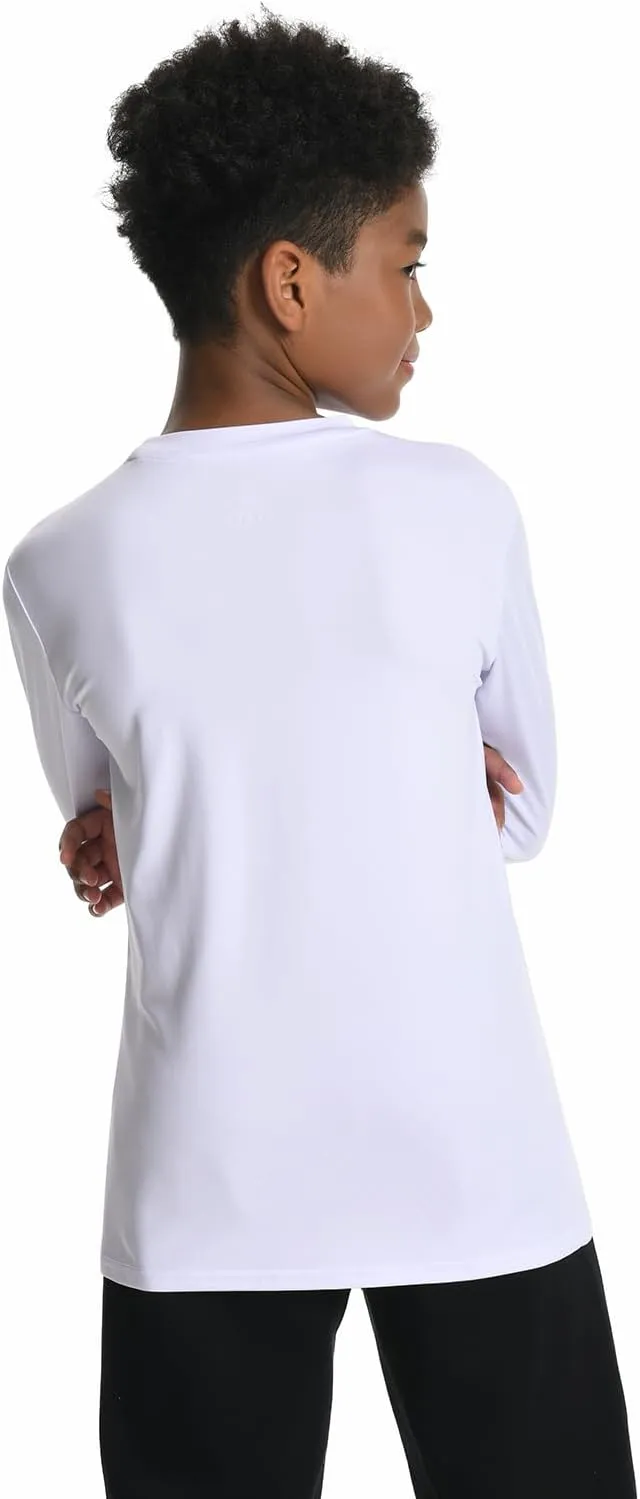 5 Pack: Youth Boys Long Sleeve Shirts Dry Fit Athletic T Shirts for Teens Kids Performance Activewear Tops Tees