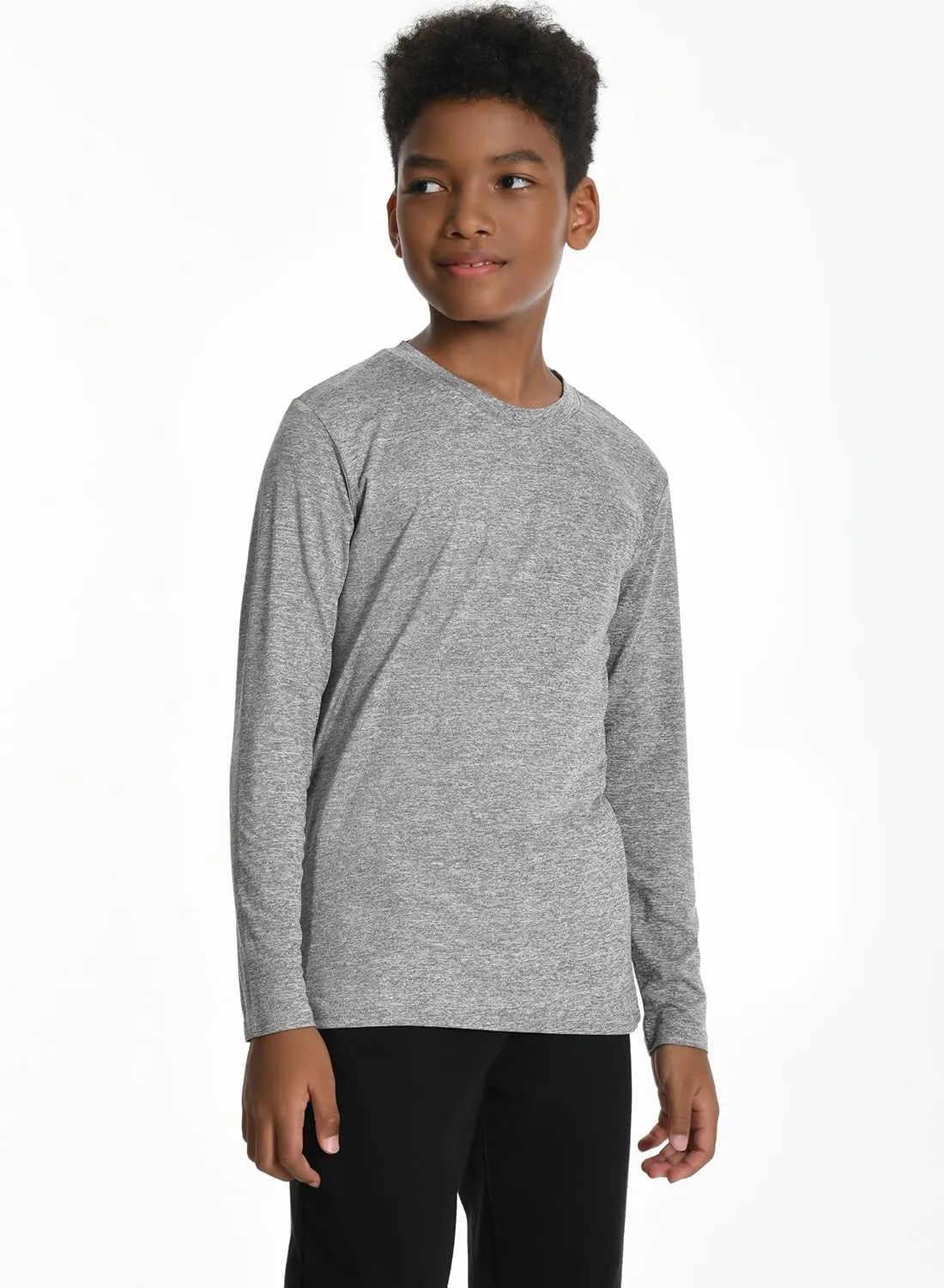 5 Pack: Youth Boys Long Sleeve Shirts Dry Fit Athletic T Shirts for Teens Kids Performance Activewear Tops Tees