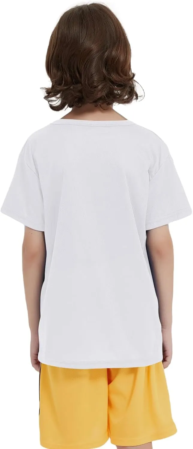 6 Pack Boys Youth Kids Mesh Athletic Quick Dry T Shirts Short Sleeve Moisture Wicking Tee Shirts Active Tops (Age 4-18)