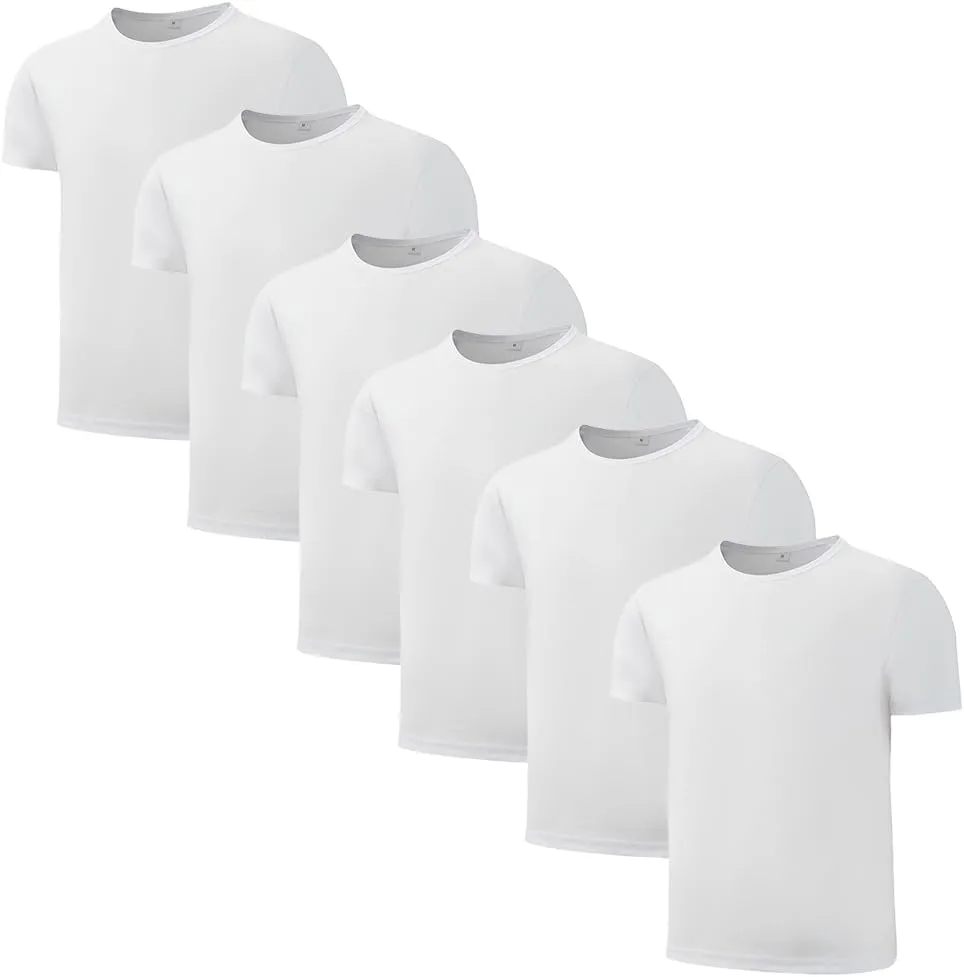6 Pack Boys Youth Kids Mesh Athletic Quick Dry T Shirts Short Sleeve Moisture Wicking Tee Shirts Active Tops (Age 4-18)