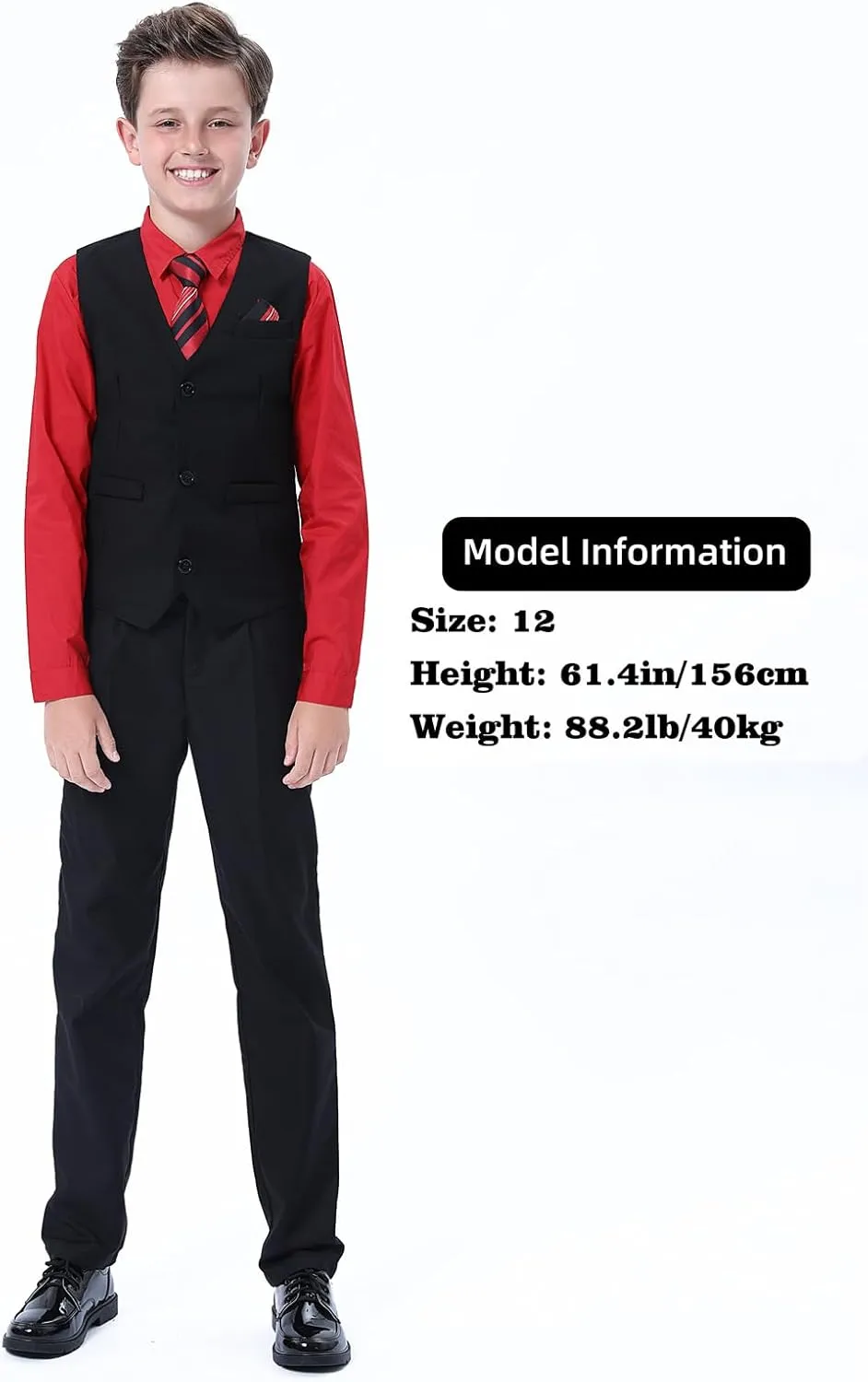 A&J DESIGN Boys 6-Piece Formal Suit Vest and Pant Set with Dress Shirts, Vest, Pants, Tie, Bowtie and Pocket Square