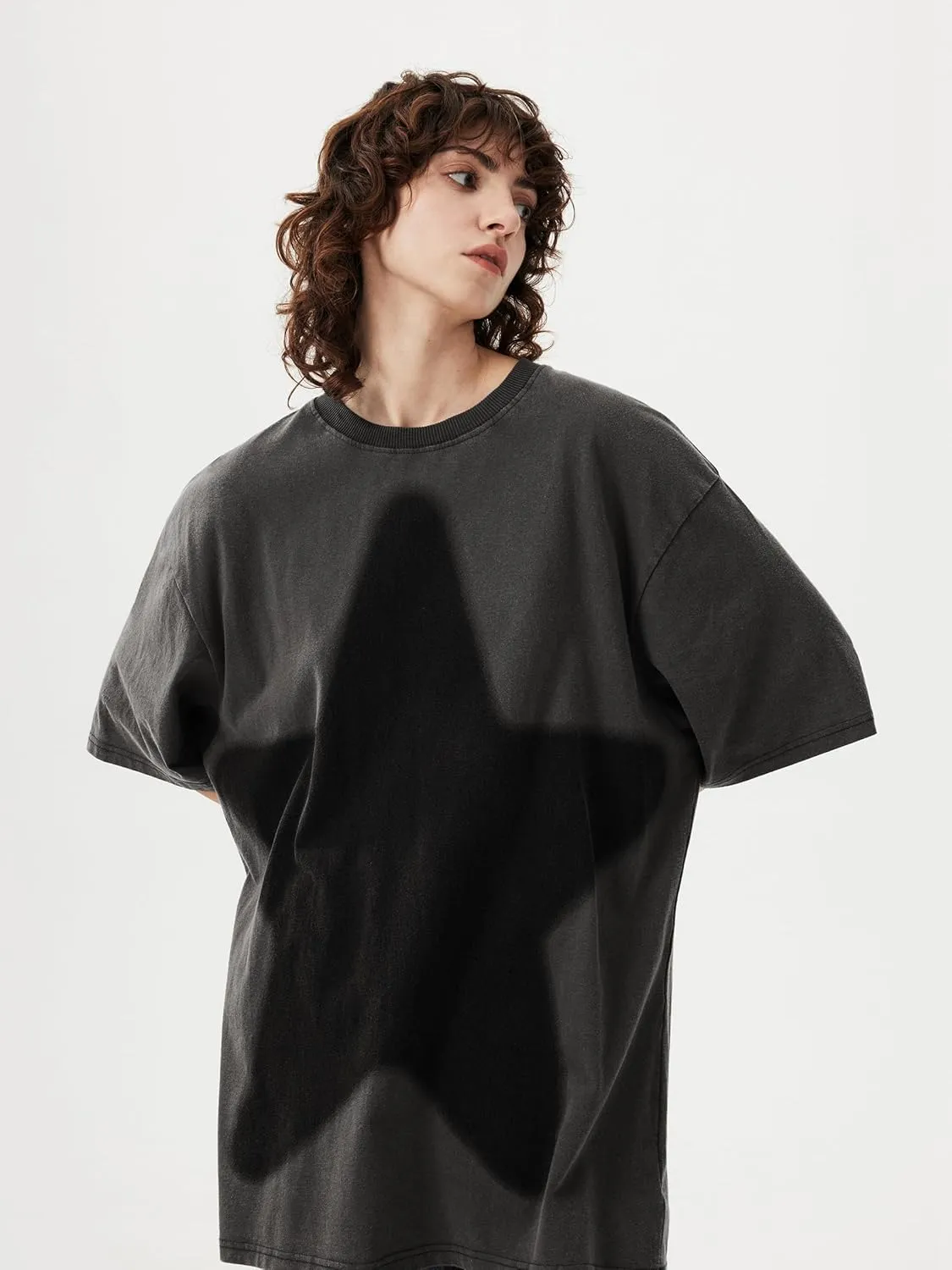 Aelfric Eden Mens Oversized Star Graphic Tees Y2k Washed Heavyweight Vintage Streetwear T Shirts Unisex Tops
