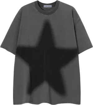Aelfric Eden Mens Oversized Star Graphic Tees Y2k Washed Heavyweight Vintage Streetwear T Shirts Unisex Tops
