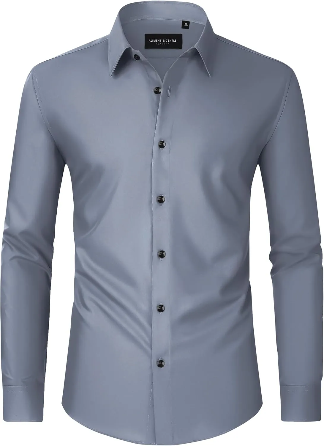 Alimens & Gentle Mens Dress Shirts Long Sleeve Wrinkle-Free Formal Shirts Wedding Dating Business Casual Button Down Shirt