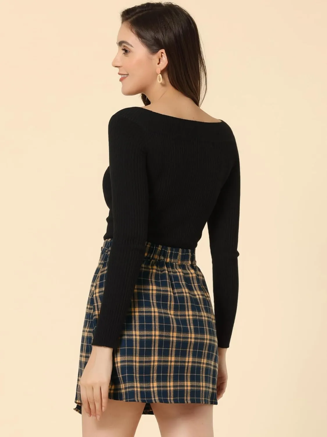 Allegra K Women's Plaid Skirt St. Patrick's Day High Waist Skater Layers A-Line Tartan Skirts