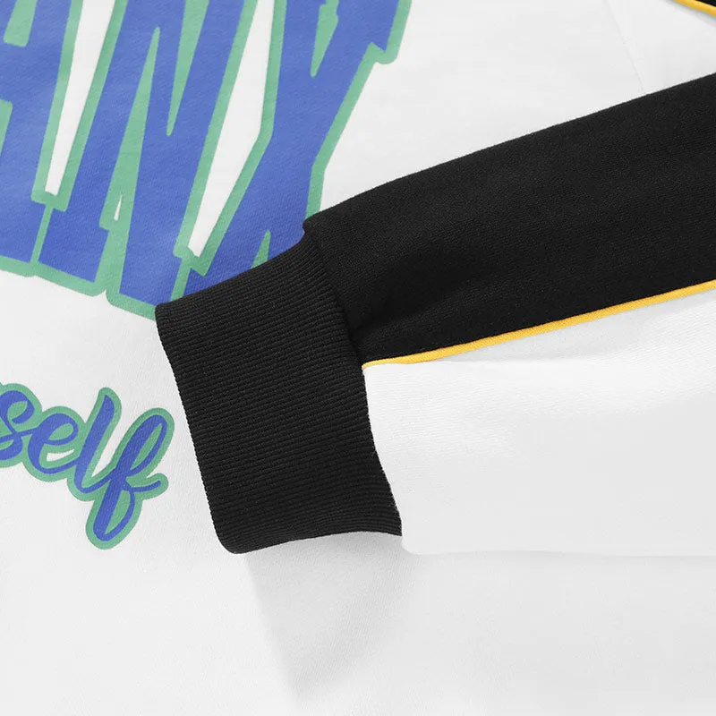 American Sports Style Minimalist Letter Print Pullover Sweatshirt