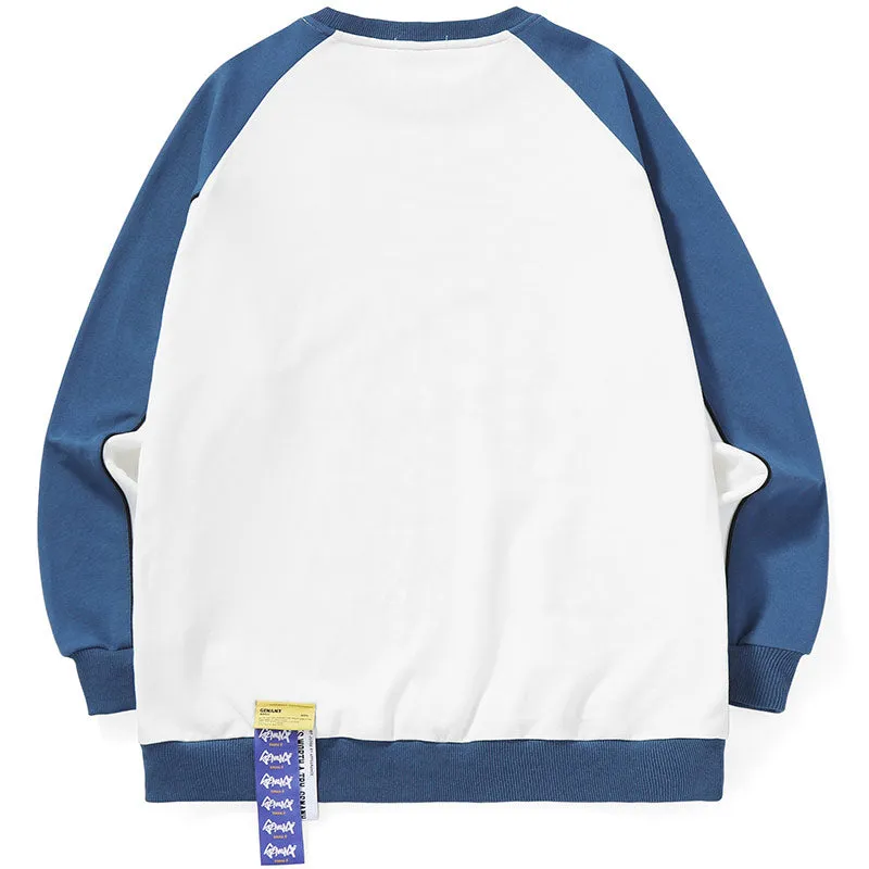 American Sports Style Minimalist Letter Print Pullover Sweatshirt