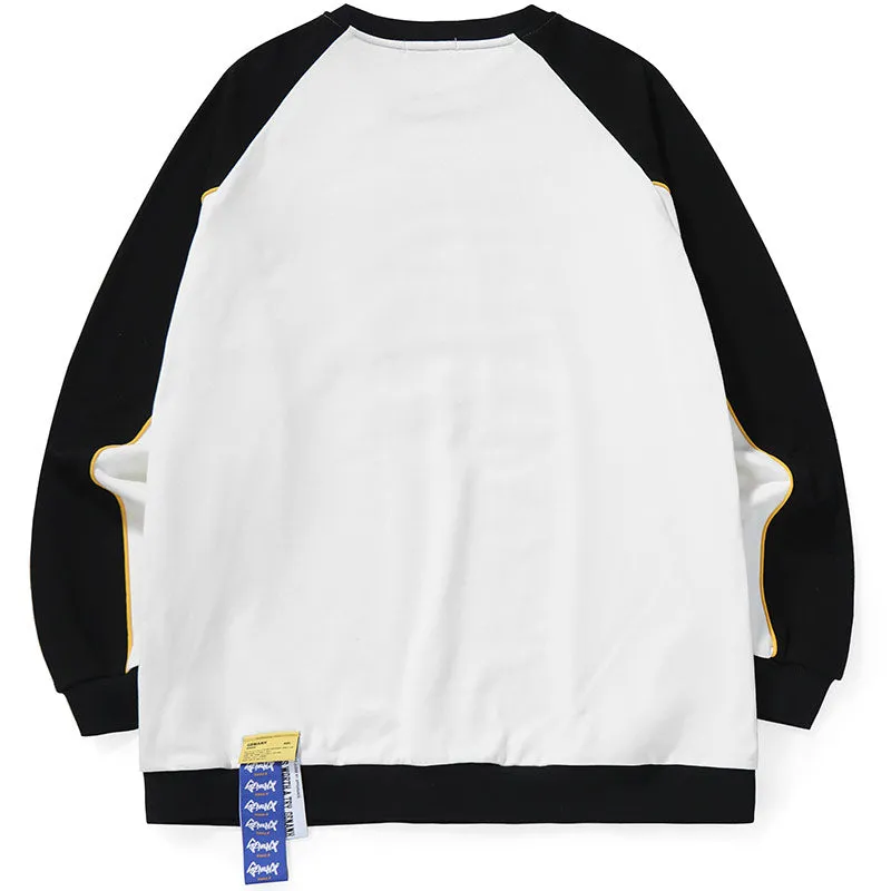 American Sports Style Minimalist Letter Print Pullover Sweatshirt