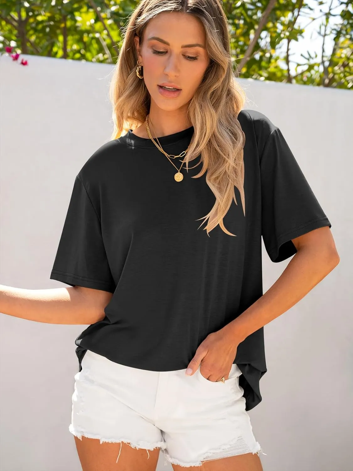ANRABESS Womens Oversized T Shirts Short Sleeve Crewneck Tops Casual Loose Basic Tee Shirts 2025 Summer Trendy Outfits