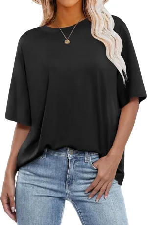 ANRABESS Womens Oversized T Shirts Short Sleeve Crewneck Tops Casual Loose Basic Tee Shirts 2025 Summer Trendy Outfits