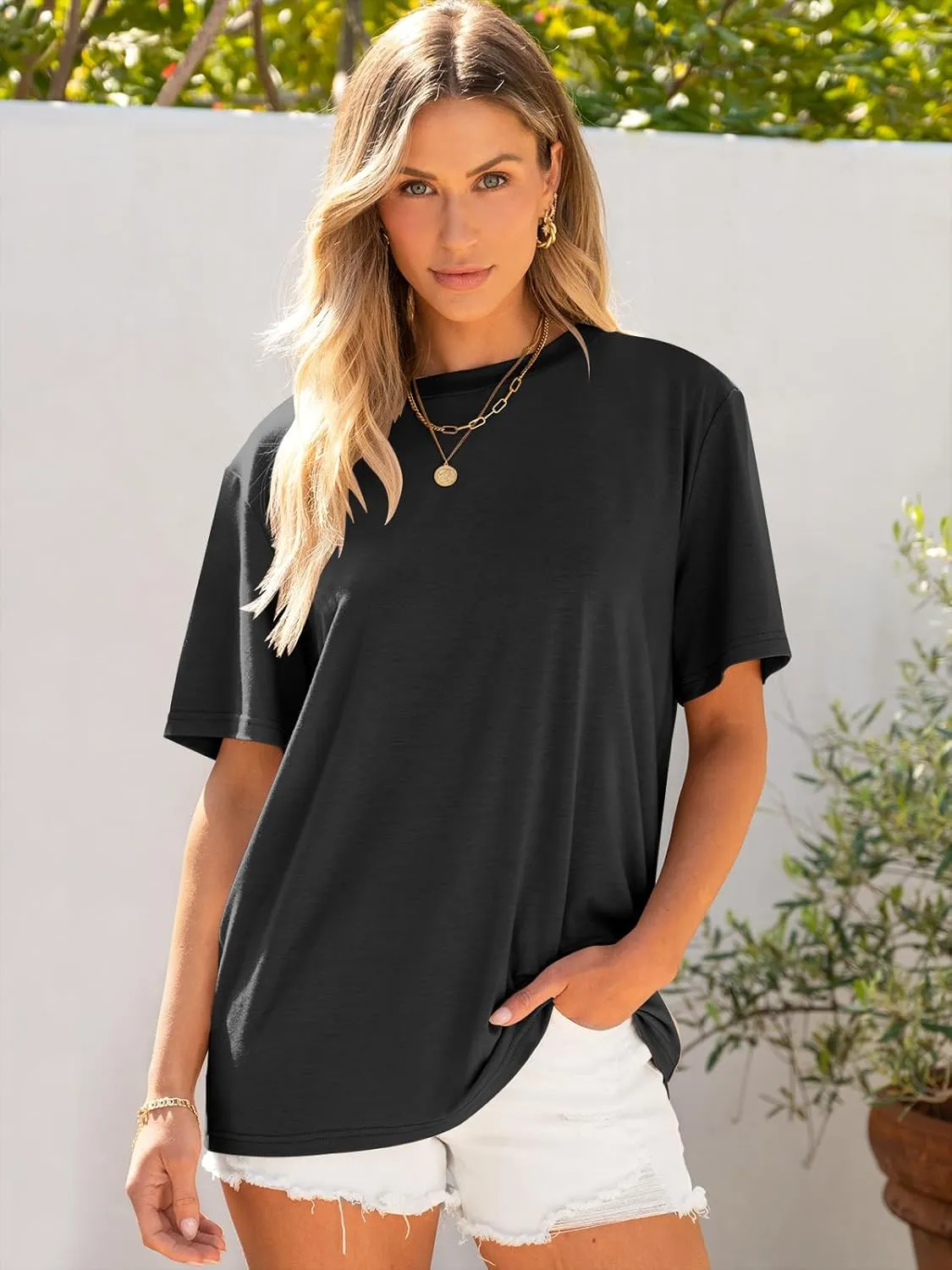 ANRABESS Womens Oversized T Shirts Short Sleeve Crewneck Tops Casual Loose Basic Tee Shirts 2025 Summer Trendy Outfits