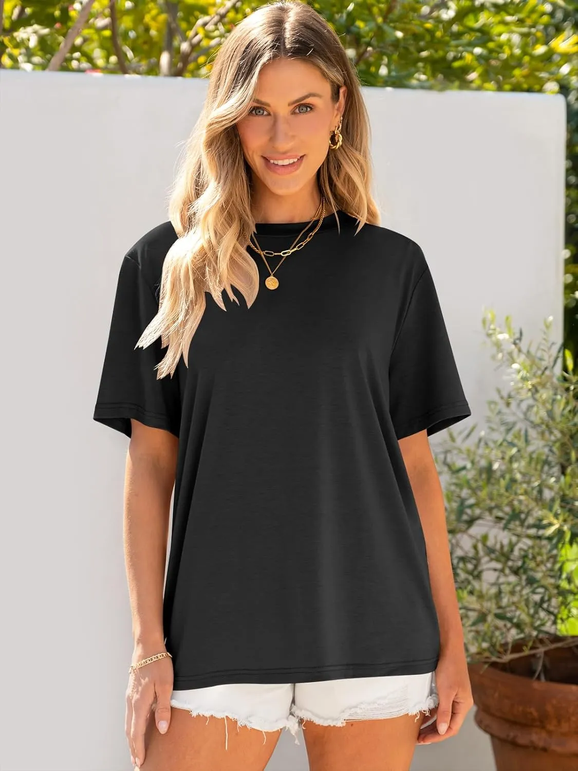 ANRABESS Womens Oversized T Shirts Short Sleeve Crewneck Tops Casual Loose Basic Tee Shirts 2025 Summer Trendy Outfits