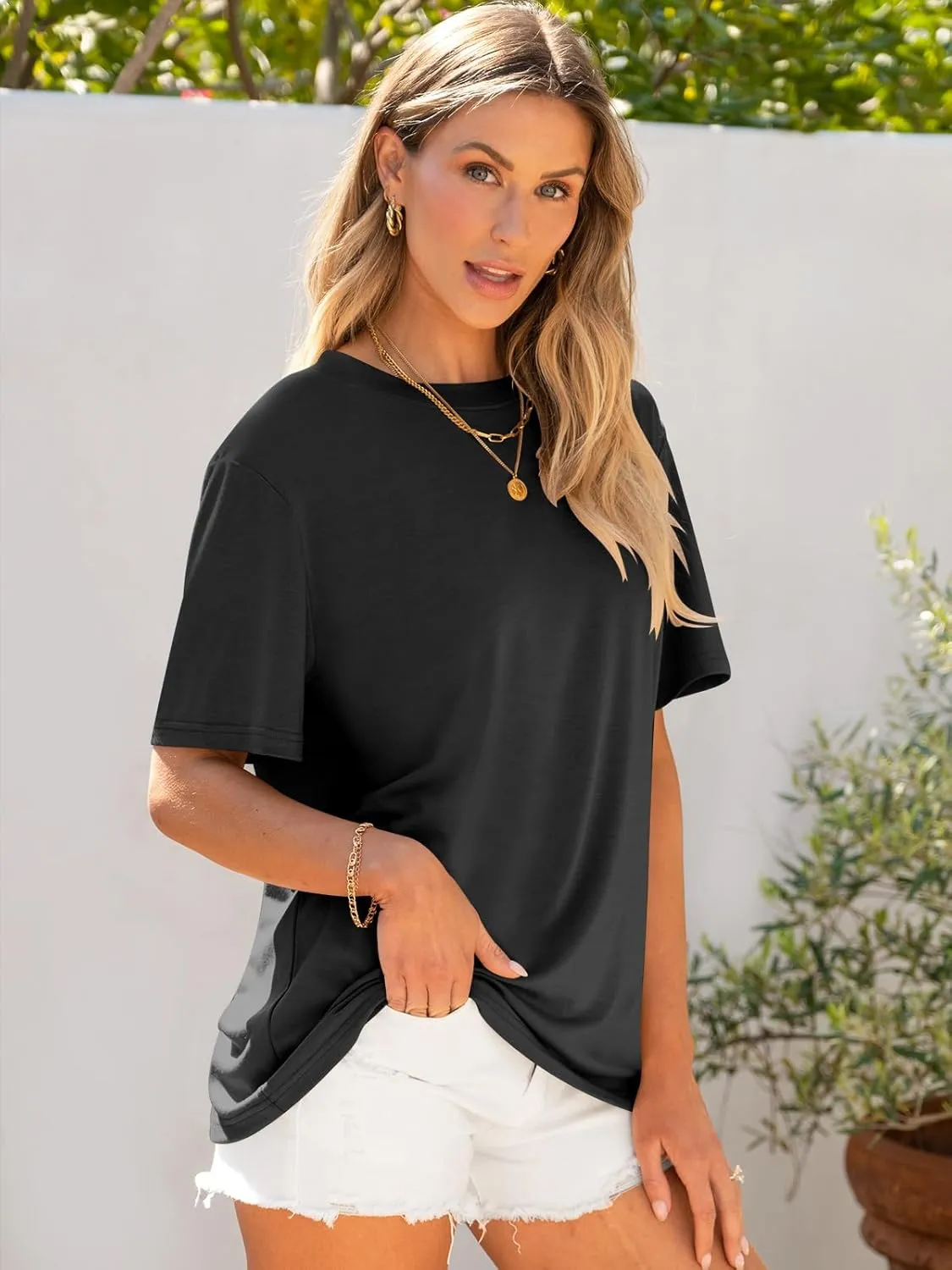 ANRABESS Womens Oversized T Shirts Short Sleeve Crewneck Tops Casual Loose Basic Tee Shirts 2025 Summer Trendy Outfits