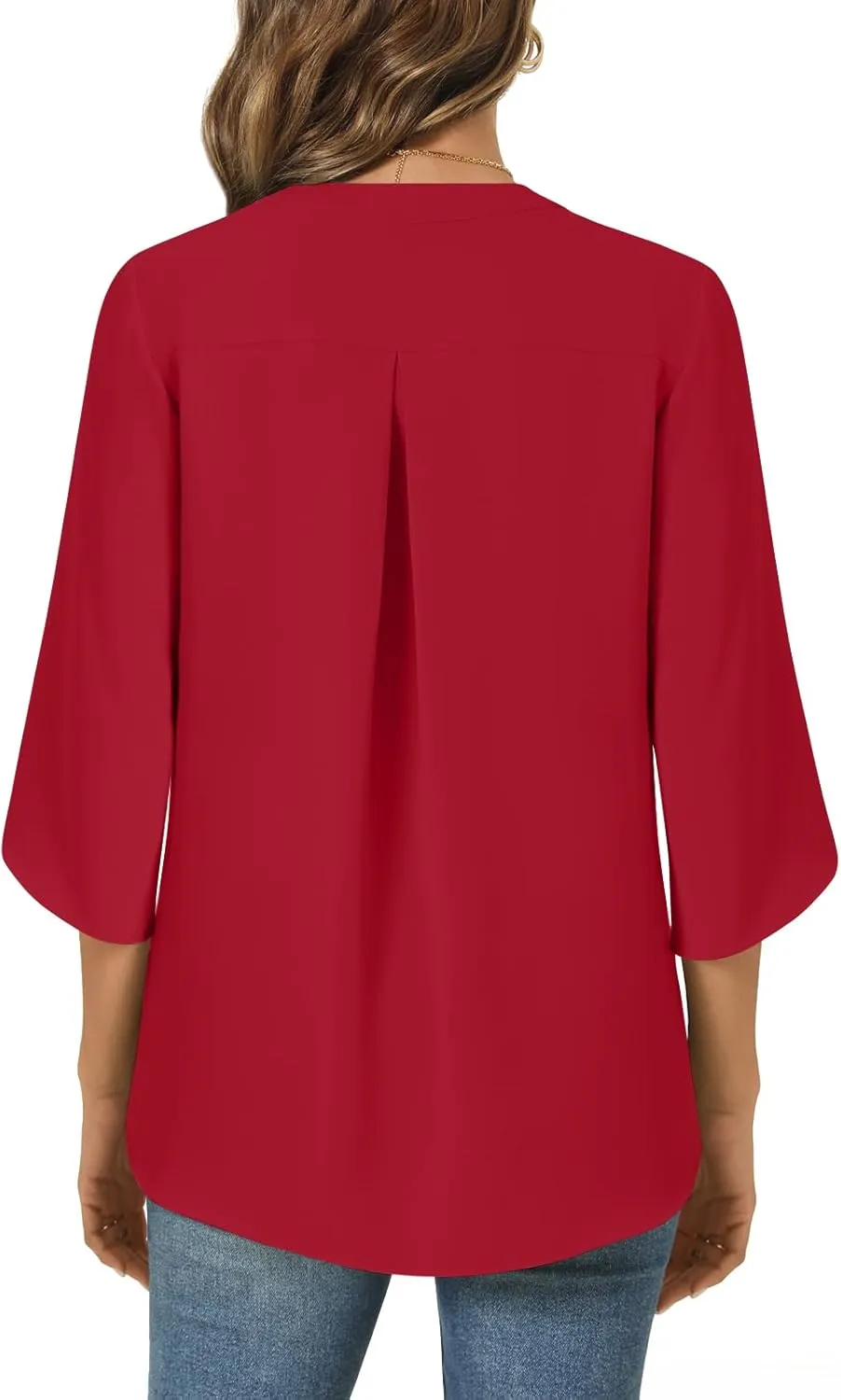 Anyally Women's Chiffon Blouses 3/4 Sleeve Summer Dressy Tunic Tops Casual Loose V Neck T-Shirts