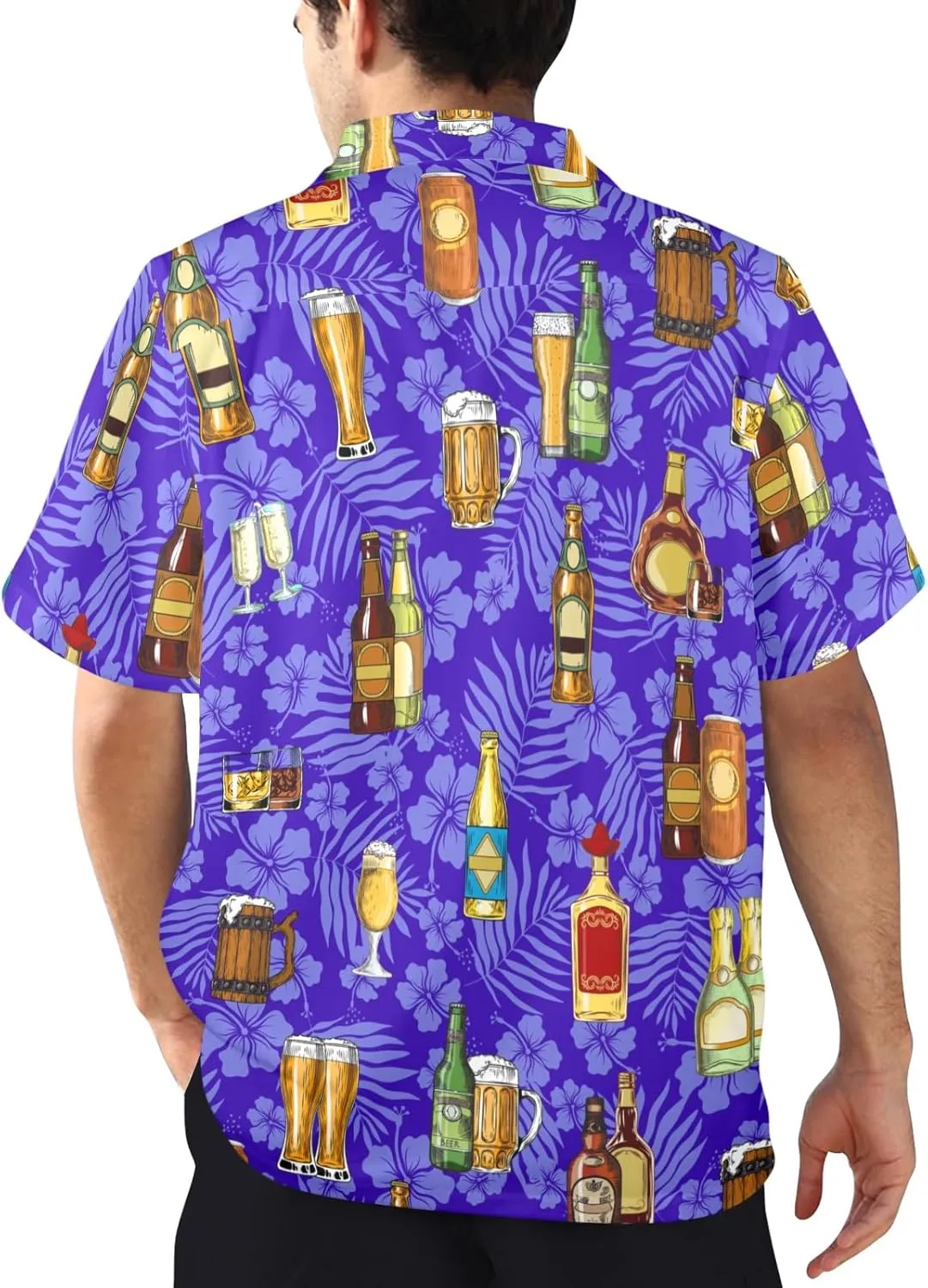 Artsadd 80s 90s Hawaiian Shirt for Men Vintage Button Down Short Sleeve Big and Tall Shirts Funny Party Disco Outfit