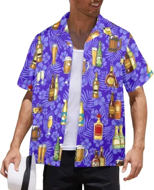 Artsadd 80s 90s Hawaiian Shirt for Men Vintage Button Down Short Sleeve Big and Tall Shirts Funny Party Disco Outfit