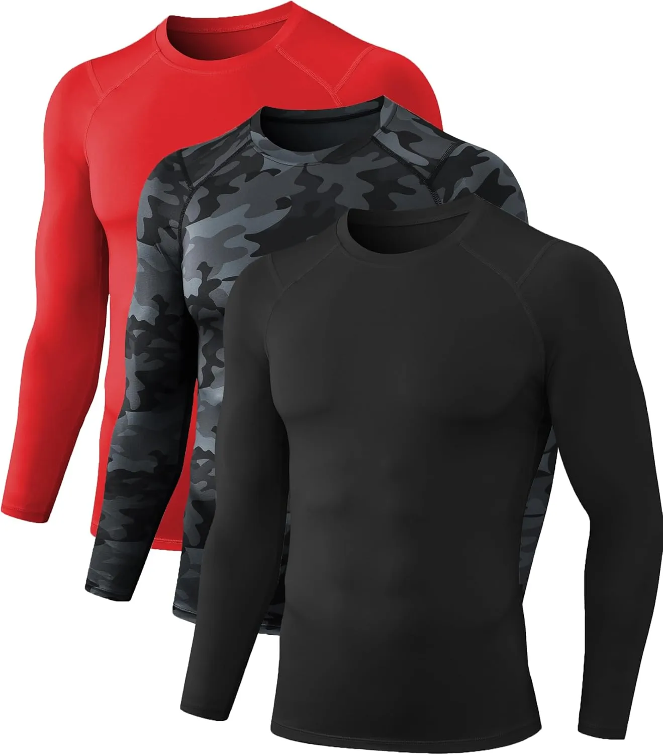 Athletic Compression Shirt Cool Dry Compression Shirts for Men Long Sleeve Baselayer Tops Running Workout T Shirts Gym Top