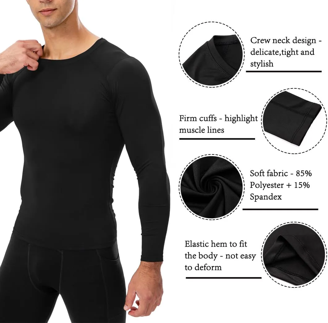 Athletic Compression Shirt Cool Dry Compression Shirts for Men Long Sleeve Baselayer Tops Running Workout T Shirts Gym Top