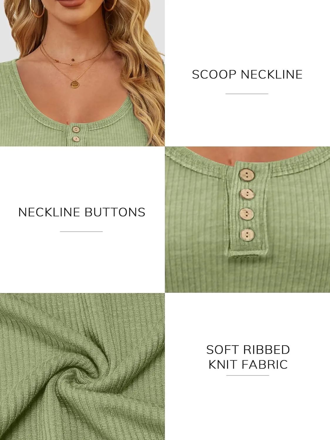 ATHMILE Women's Long Sleeve Shirts Casual Fall Henley Top Button Down Blouses Basic Ribbed Knit T Shirts 2025