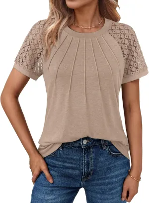 AUTOMET Womens Summer Tops Spring Shirts Trendy Vacation Outfits Short Sleeve Business Tshirts Fashion Casual Blouses