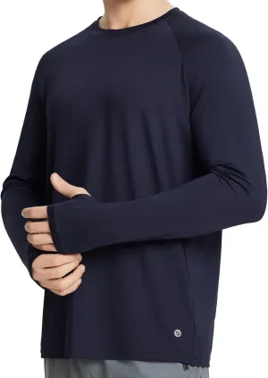 baleaf Men's Long Sleeve Running Shirts Sun Protection UV UPF 50  T Shirts Workout Athletic Gym Quick Dry Zip Pocket