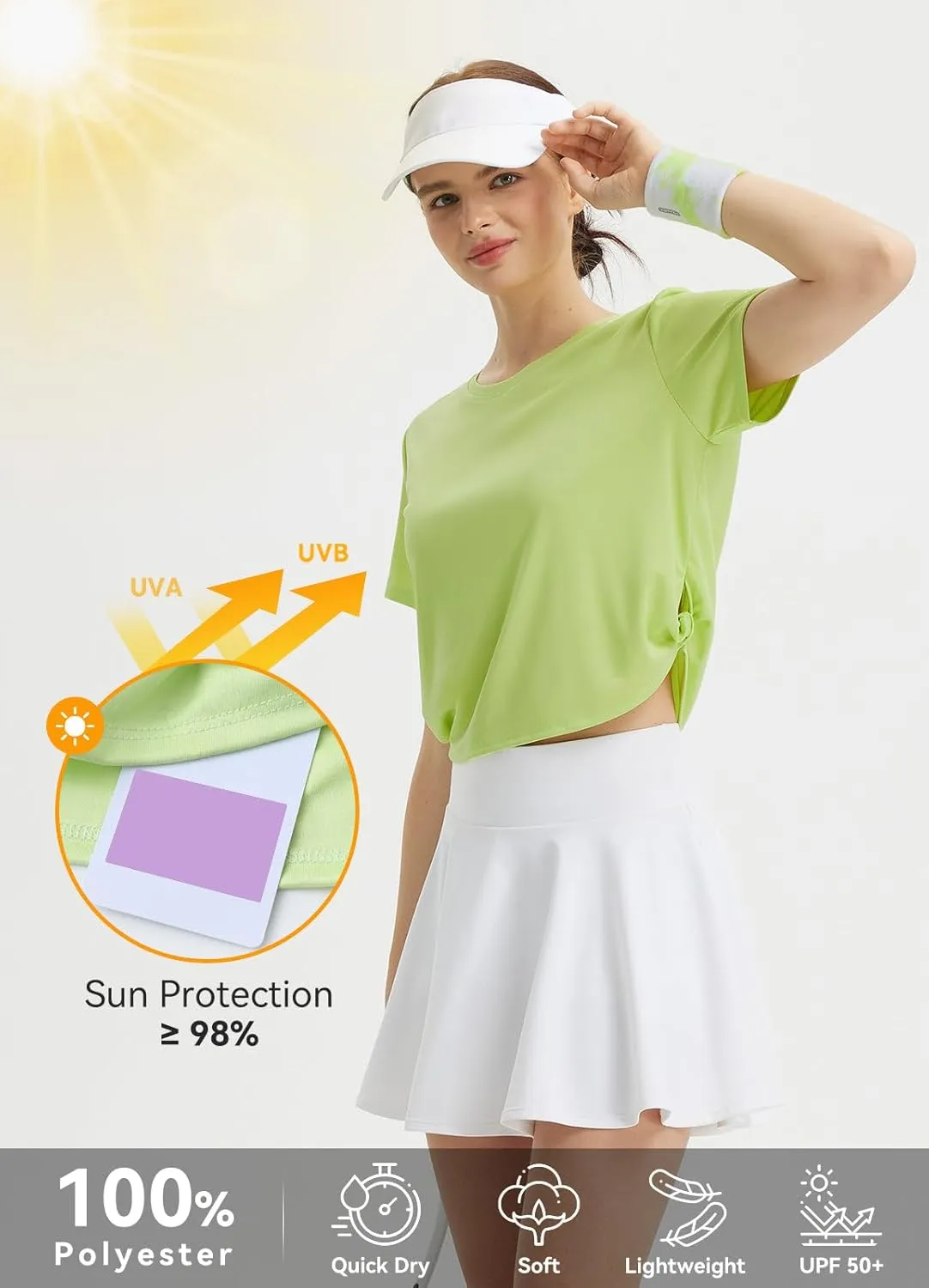 baleaf Women's Cropped Workout Tops Short Sleeve Athletic Running Shirts Loose Fit Quick Dry Yoga T-Shirts UPF 50 