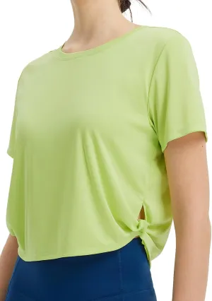 baleaf Women's Cropped Workout Tops Short Sleeve Athletic Running Shirts Loose Fit Quick Dry Yoga T-Shirts UPF 50 
