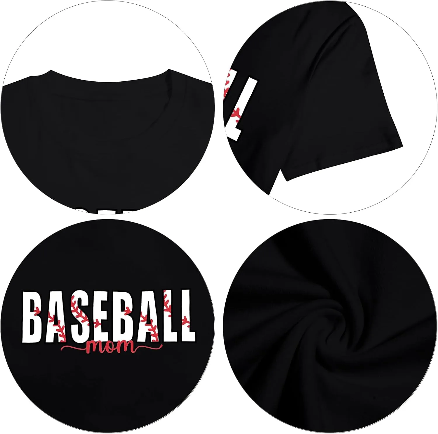 Baseball Mom Shirt Womens Mom Shirt Short Sleeve O-Neck Letter Print Casual Tops Tees