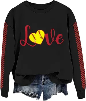 Baseball Mom Sweatshirt for Women Game Day Long Sleeve Crewneck Graphic Pullover Tops Softball Mama Shirt